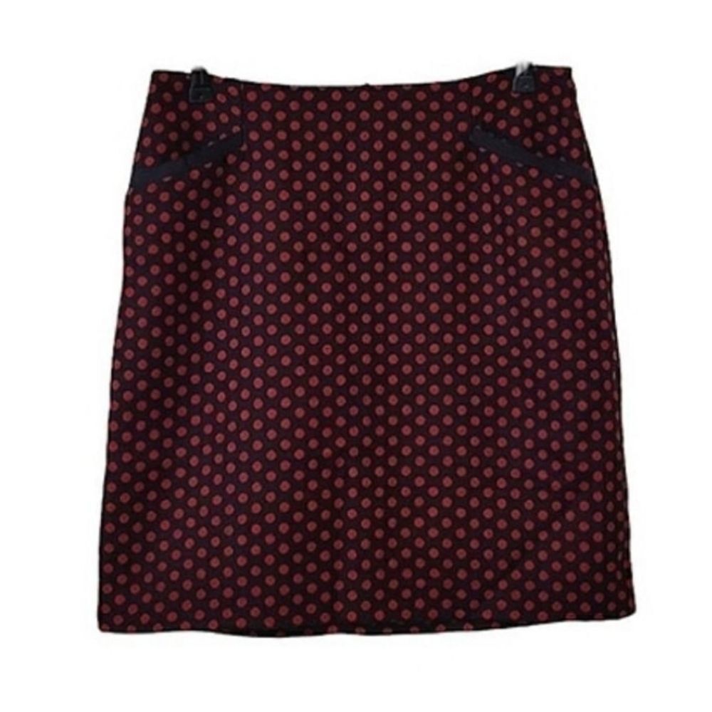 Talbots Black & Red Polka-dot Wool Blend Lined Skirt Size 8 Petite